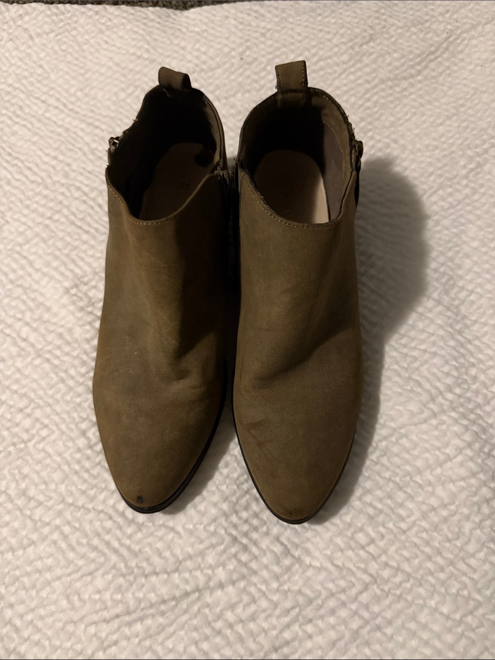 Restricted Olive Suede Ankle Booties